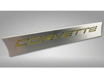 Lower Rear Window Accent with Corvette Lettering; Yellow Carbon Fiber Inlay (20-24 Corvette C8 Coupe)