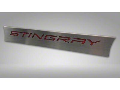 Lower Rear Window Accent with Stingray Lettering; Red Carbon Fiber Inlay (20-24 Corvette C8 Coupe)