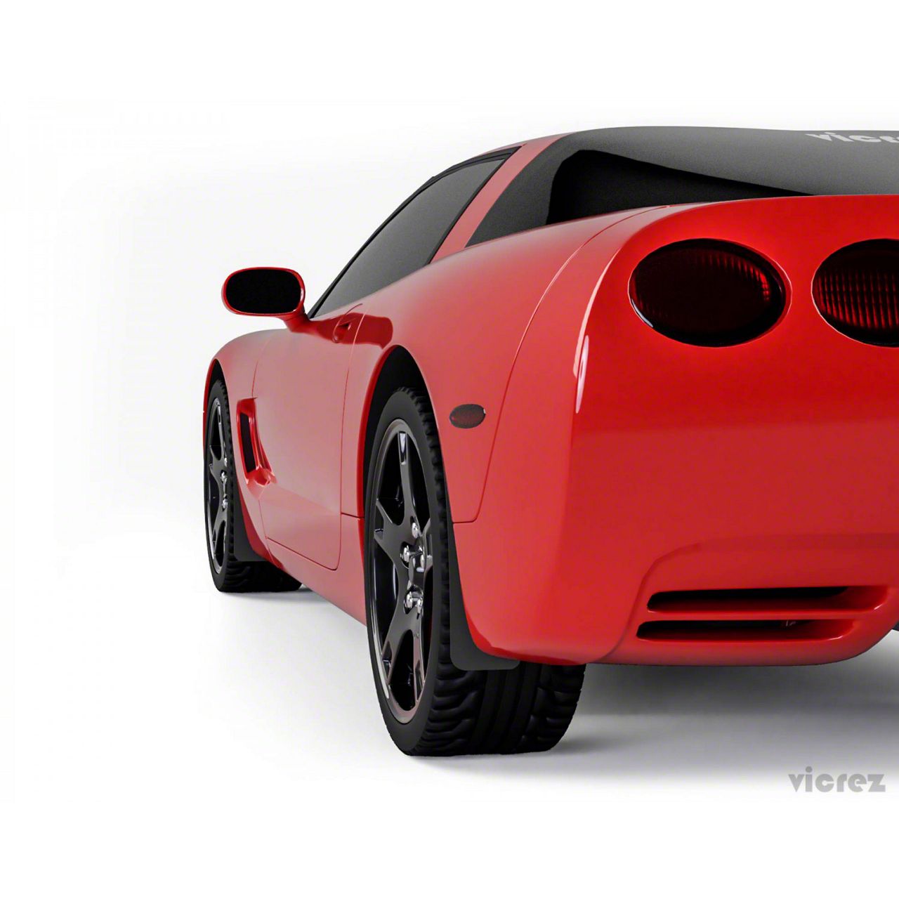 Corvette Mud Flaps Front And Rear Rear Gloss Black Vinyl