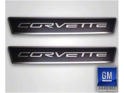 Outer Door Sills with Corvette Lettering; Carbon Fiber and Brushed (05-13 Corvette C6)