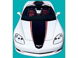 Pan Style Racing Stripe; Black/Red (05-13 Corvette C6)