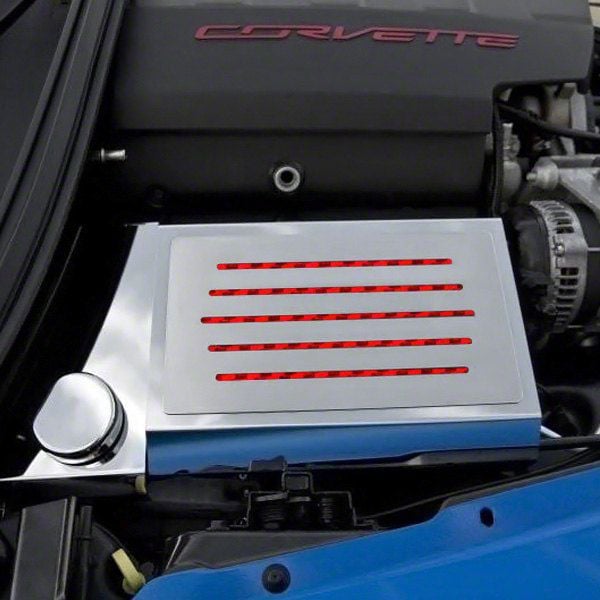 Corvette Polished Fuse Box Cover; Red Carbon Fiber Inlay (14-19 ...