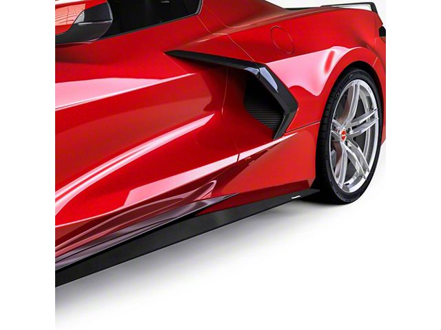 R1 Aero Splitter Package; Gloss Carbon Fiber Vinyl (20-24 Corvette C8, Excluding Z06)