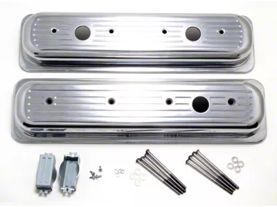 Short Center Hole Valve Covers and Hardware; Ball Milled Polished (97-99 Corvette C5)