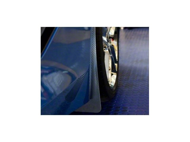 Stainless Mud Guards with Carbon Fiber Finish; Front and Rear (15-19 Corvette C7 Grand Sport, Z06)