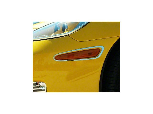 Stainless Turn Signal Light Bezels; Polished (06-13 Corvette C6 Grand Sport, Z06)