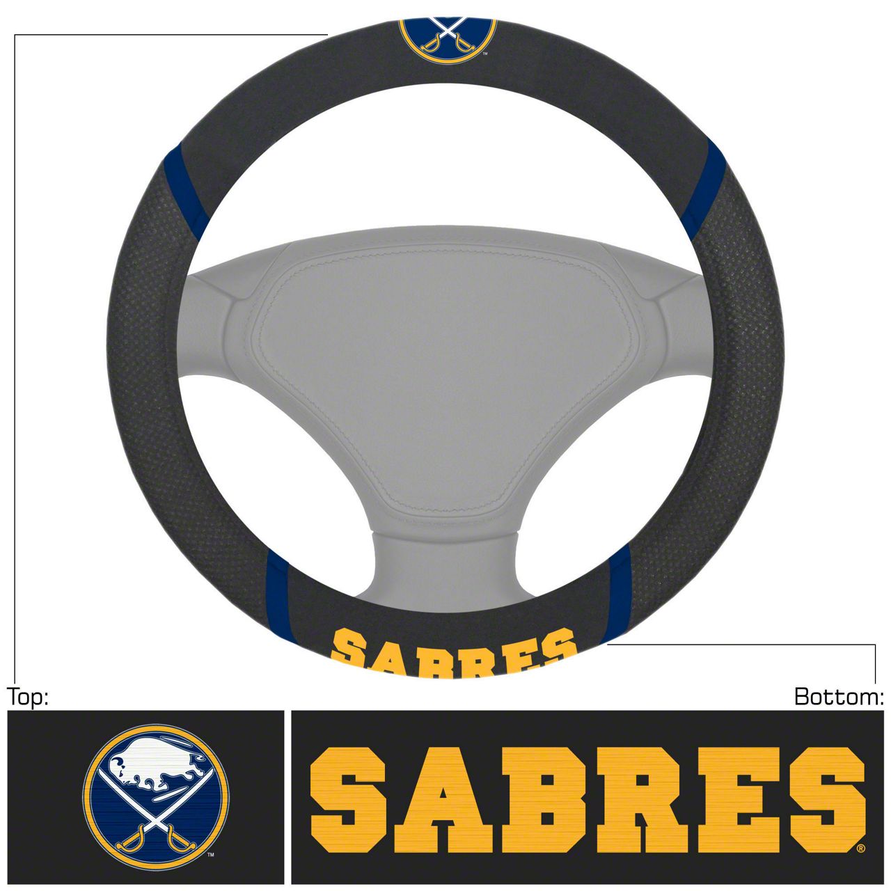 Corvette Steering Wheel Cover with Buffalo Sabres Logo; Black