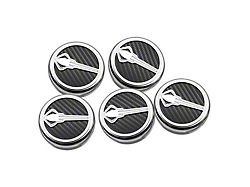 Stingray Emblem Fluid Cap Covers; Black Carbon Fiber (14-19 Corvette C7 w/ Automatic Transmission)