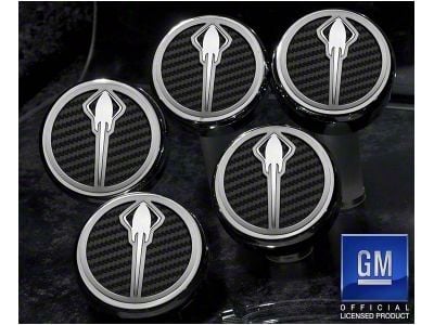 Stingray Emblem Fluid Cap Covers; Solid Black (14-19 Corvette C7 w/ Automatic Transmission)