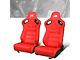 Synthetic Leather Racing Bucket Seats with Seat Sliders; Red (Universal; Some Adaptation May Be Required)