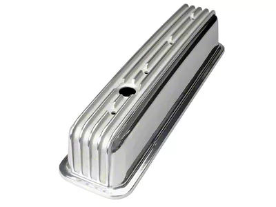 Tall Retro Style Valve Covers; Finned; Polished (97-99 Corvette C5)