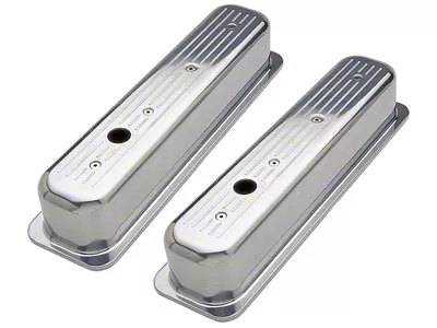 Tall Valve Covers; Polished Pinstripes (97-99 Corvette C5)