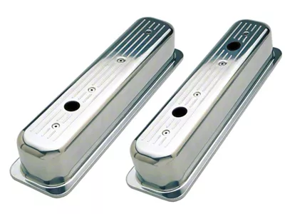 Tall Valve Covers; Polished Pinstripes (97-99 Corvette C5)