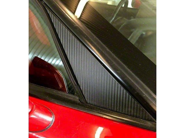 Vinyl A-Pillar Trim; Carbon Fiber (97-04 Corvette C5)