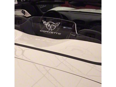 Wind Deflector with 50th Flags Emblem and Corvette Logo; Clear; Blue Lighting Kit (98-04 Corvette C5 Convertible)