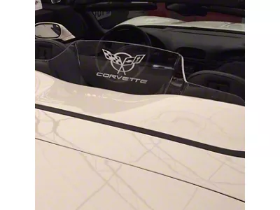 Wind Deflector with 50th Flags Emblem and Corvette Logo; Clear (98-04 Corvette C5 Convertible)