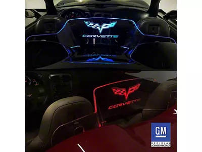 Wind Deflector with C6 60 Flags Emblem and Corvette Logo; Clear; Extreme Multi-Color Lighting Kit (05-13 Corvette C6 Convertible)