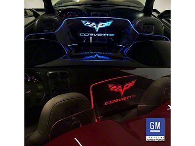 Wind Deflector with C6 Flags Logo; Clear; Blue Lighting Kit (05-13 Corvette C6 Convertible)