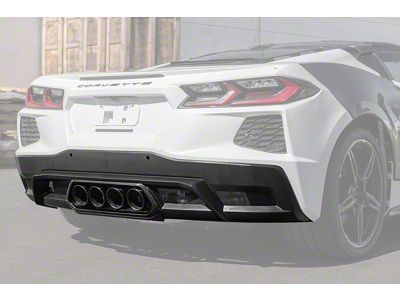 Z06 Style Center Exhaust Rear Diffuser; Matte Black (20-25 Corvette C8)