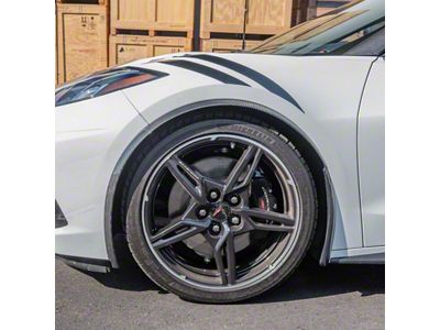 Z06 Style Fender Flare Extension; Front; Matte Black (20-25 Corvette C8)