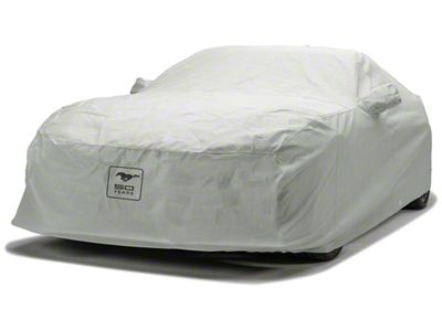 Covercraft Custom Car Covers 3-Layer Moderate Climate Car Cover with Antenna Pocket and Black Mustang 50 Years Logo; Gray (22-25 Mustang GT Fastback w/ Performance Pack)