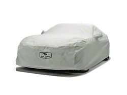 Covercraft Custom Car Covers 3-Layer Moderate Climate Car Cover with Mustang 60th Anniversary Logo; Gray (82-86 Mustang GT Hatchback w/ Rear Spoiler)