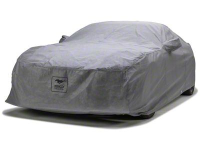 Covercraft Custom Car Covers 5-Layer Indoor Car Cover with Antenna Pocket and Black Mustang 50 Years Logo; Gray (22-25 Mustang GT Fastback w/ Performance Pack)