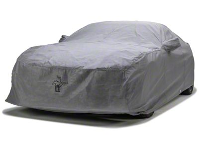 Covercraft Custom Car Covers 5-Layer Indoor Car Cover with Antenna Pocket and Black Mustang Tri-Bar Logo; Gray (22-25 Mustang GT Fastback w/ Performance Pack)