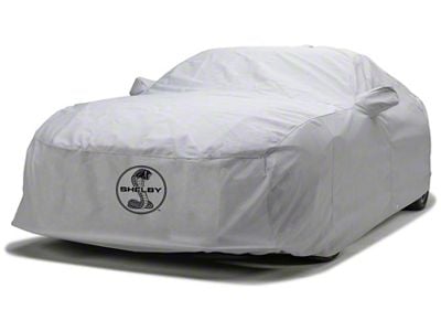 Covercraft Custom Car Covers 5-Layer Softback All Climate Car Cover with Antenna Pocket and Shelby Snake Medallion Logo; Gray (15-20 Mustang GT350)