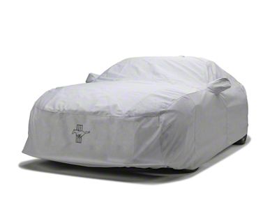 Covercraft Custom Car Covers 5-Layer Softback All Climate Car Cover with Black Mustang Tri-Bar Logo; Gray (15-20 Mustang GT350; 20-22 Mustang GT500 w/o Track Pack)