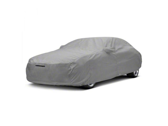 Covercraft Custom Car Covers 5-Layer Softback All Climate Car Cover with Black Mustang 50 Years Logo; Gray (84-93 Mustang LX Hatchback)