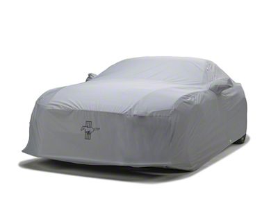 Covercraft Custom Car Covers WeatherShield HP Car Cover with Black Mustang Tri-Bar Logo; Gray (15-20 Mustang GT350; 20-22 Mustang GT500 w/o Track Pack)