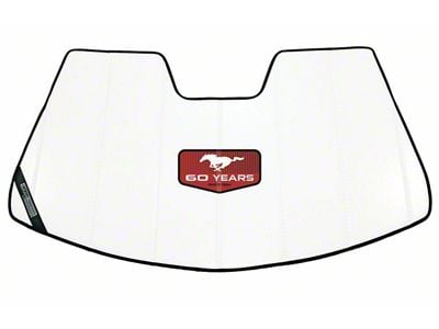 Covercraft UVS100 Heat Shield Premier Series Custom Sunscreen with Red Mustang 60 Years Logo; White (10-12 Mustang)