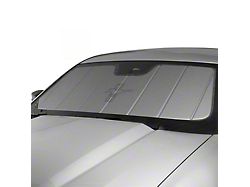 Covercraft UVS100 Heat Shield Custom Sunscreen with Black Mustang Tri-Bar Logo; Silver (05-09 Mustang Coupe)