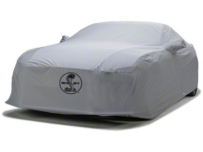 Covercraft Custom Car Covers WeatherShield HP Car Cover with Antenna Pocket and Shelby Snake Medallion Logo; Gray (15-20 Mustang GT350)