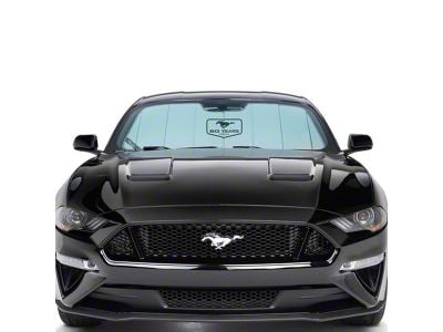 Covercraft UVS100 Heat Shield Custom Sunscreen with Mustang 60 Years Logo; Silver (83-93 Mustang Convertible)