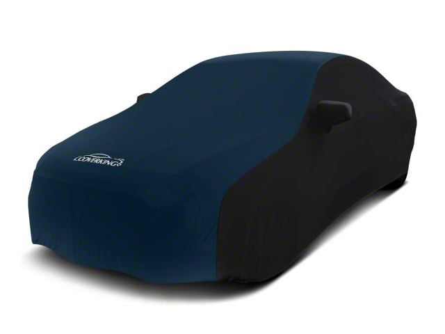 Coverking Satin Stretch Indoor Car Cover with Rear Roof Antenna Pocket; Black/Dark Blue (10-15 Camaro Coupe, Excluding Z/28)