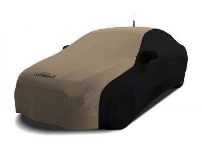 Coverking Satin Stretch Indoor Car Cover with Rear Roof Antenna Pocket; Black/Sahara Tan (10-15 Camaro Coupe, Excluding Z/28)