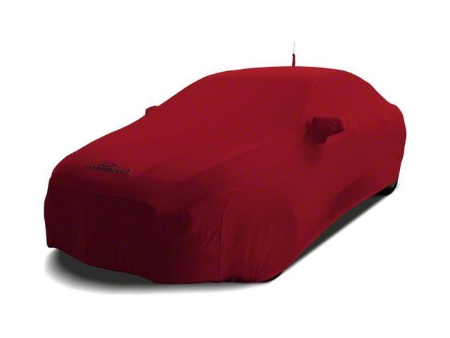 Coverking Satin Stretch Indoor Car Cover with Rear Roof Antenna Pocket; Pure Red (10-15 Camaro Coupe, Excluding Z/28)