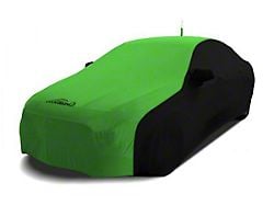 Coverking Satin Stretch Indoor Car Cover with Pocket for Rod-Style Roof Antenna; Black/Synergy Green (08-10 Charger w/ Rear Spoiler)