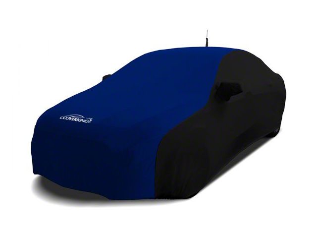 Coverking Satin Stretch Indoor Car Cover with Pocket for Rod-Style Roof Antenna; Black/Impact Blue (08-10 Charger w/o Rear Spoiler)
