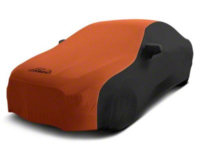 Coverking Satin Stretch Indoor Car Cover; Black/Inferno Orange (18-23 Mustang GT & EcoBoost Fastback)