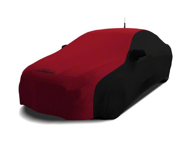 Coverking Satin Stretch Indoor Car Cover; Black/Pure Red (2012 Mustang BOSS 302 w/o Laguna Seca Package)