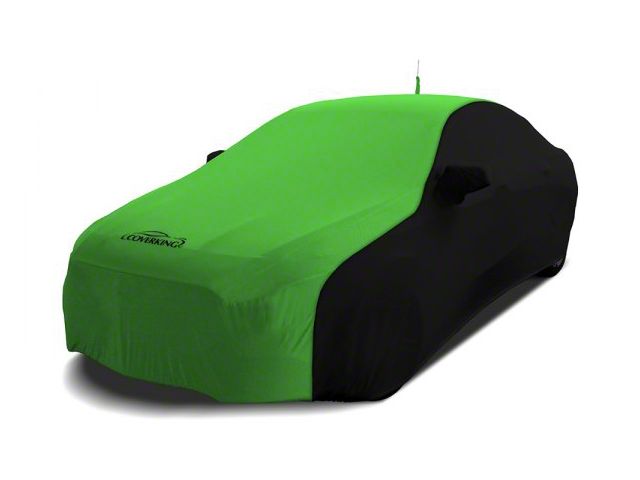 Coverking Satin Stretch Indoor Car Cover; Black/Synergy Green (86-93 Mustang GT Convertible)