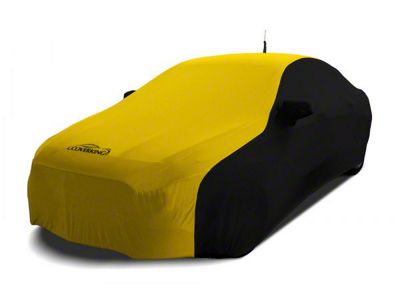 Coverking Satin Stretch Indoor Car Cover; Black/Velocity Yellow (15-17 Mustang Fastback, Excluding GT350)