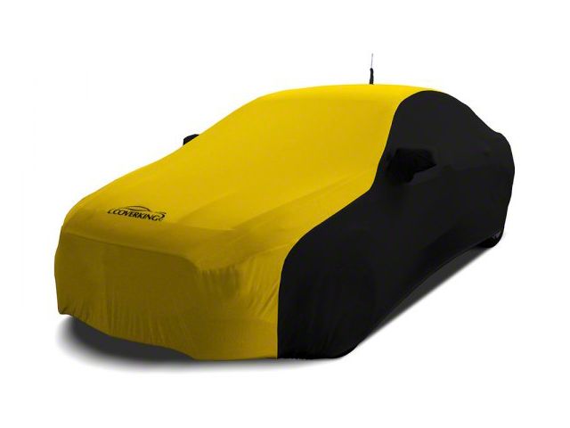 Coverking Satin Stretch Indoor Car Cover; Black/Velocity Yellow (13-14 Mustang GT Convertible, V6 Convertible)
