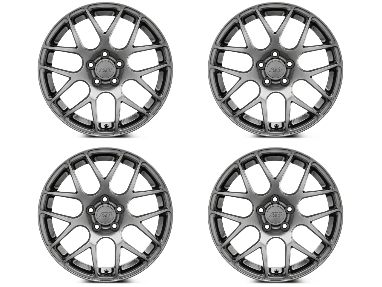 Mustang Staggered AMR Dark Stainless 4-Wheel Kit; 18x9/18x10; 30mm/45mm ...