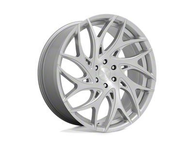 DUB G.O.A.T. Silver Brushed Face Wheel; Rear Only; 24x10; 15mm Offset (11-23 RWD Charger, Excluding Widebody)