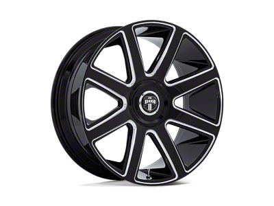 DUB Pull Gloss Black Milled Wheel; Rear Only; 24x10 (11-23 RWD Charger, Excluding Widebody)