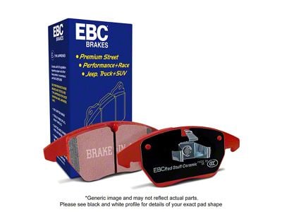 EBC Brakes Redstuff Premium Street Ceramic Brake Pads; Front Pair (06-10 2.7L, 3.5L Charger SE; 06-10 Charger SXT w/ Solid Rear Rotors; 11-23 V6 Charger w/ Solid Rear Rotors)